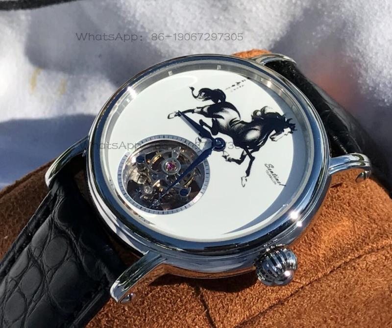 Zodiac Luxury Watch - Emaille wijzerplaat heren mechanisch horloge tourbillon