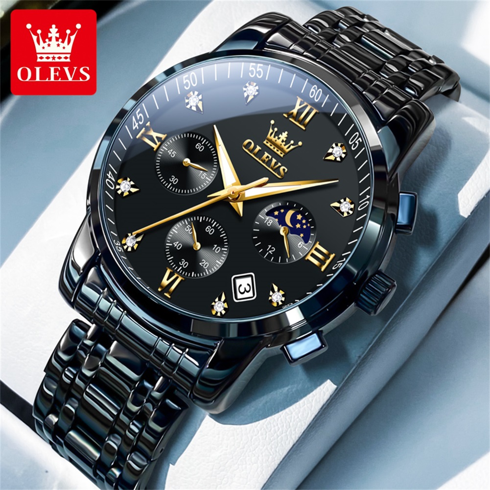 Luxury Watch Market - OLEVS Populaire herenhorloges roestvrij staal zwart